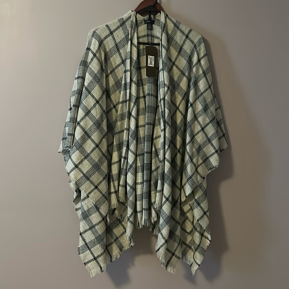 Modena Sweaters - Modena Oatmeal/Black Long Shawl Wrap